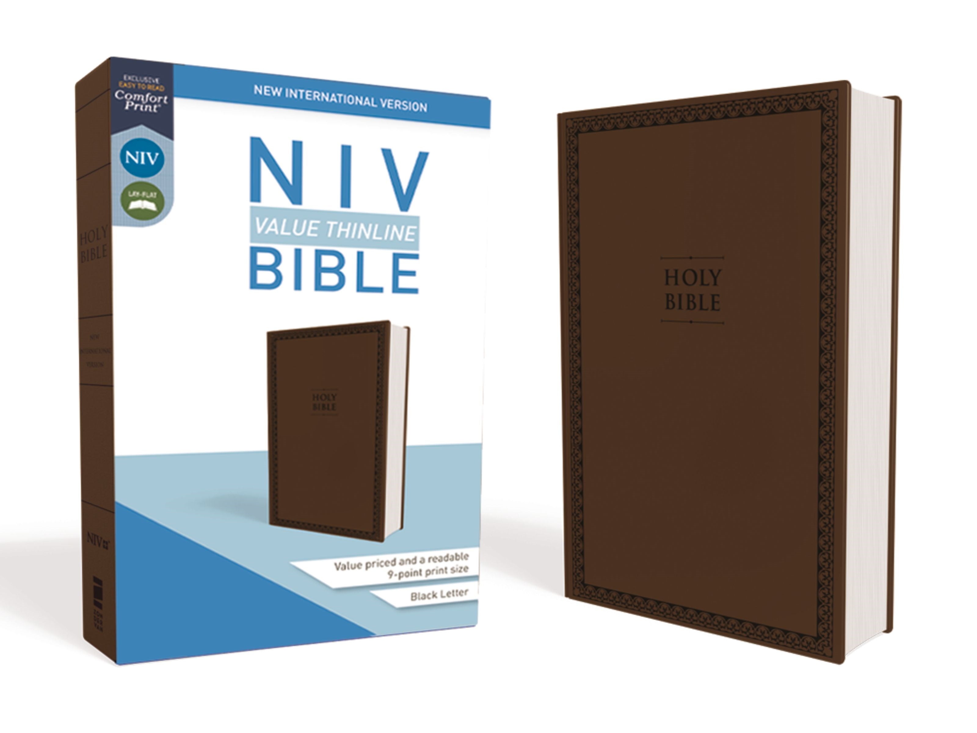 NIV, Value Thinline Bible, Leathersoft, Brown, Comfort Print